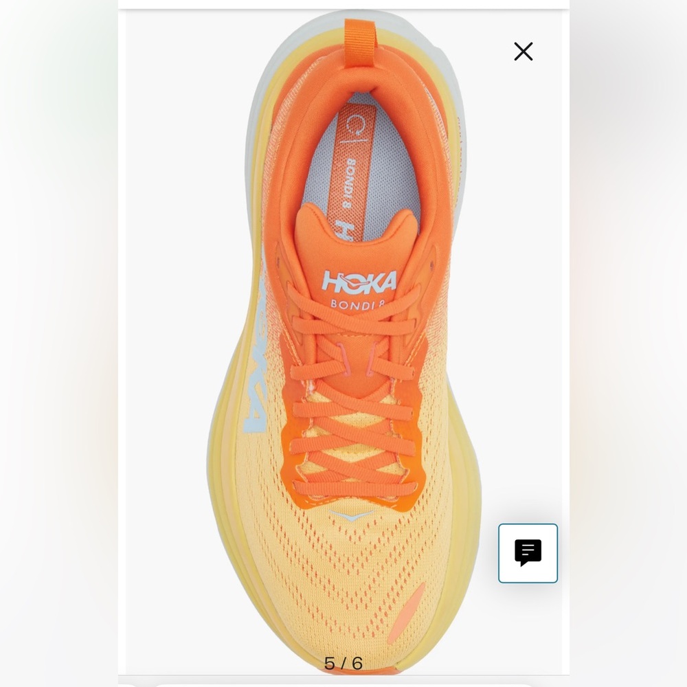 HOKA Bondi 8 Men’s Vibrant Orange and Yellow Sneakers.NEW NO TAG. - Picture 4 of 6